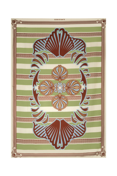 De La Falaise Cotton Silk Sarong / Sage Ornament Stripes